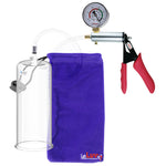 Silver Ultima Penis Pump | Red Silicone Grip, Clear Hose + Gauge | 9" Length x 3.70" Cylinder Diameter