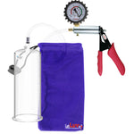 Silver Ultima Penis Pump | Red Silicone Grip, Clear Hose + Protected Gauge | 9" Length 3.50" Cylinder Diameter