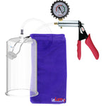 Silver Ultima Penis Pump | Red Silicone Grip, Clear Hose + Protected Gauge | 9" Length 5.00" Cylinder Diameter
