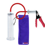 Ultima Silver Red Penis Pump | Silicone Grip, Silicone Hose | 9" Length x 2.00" Diameter WIDE FLANGE Cylinder