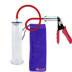 Ultima Silver Red Penis Pump | Silicone Grip, Silicone Hose | 9" Length x 2.125" Diameter WIDE FLANGE Cylinder
