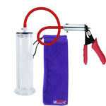 Ultima Silver Red Penis Pump | Silicone Grip, Silicone Hose | 9" Length x 2.25" Diameter WIDE FLANGE Cylinder