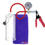 Ultima Silver Red Penis Pump | Silicone Grip, Silicone Hose + Gauge | 9" Length x 3.50" Cylinder Diameter