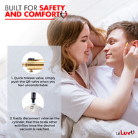 LeLuv® Brass Ultima Penis Pump - Blue  Silicone Grips, Clear Hose with Thick-Walled Cylinders