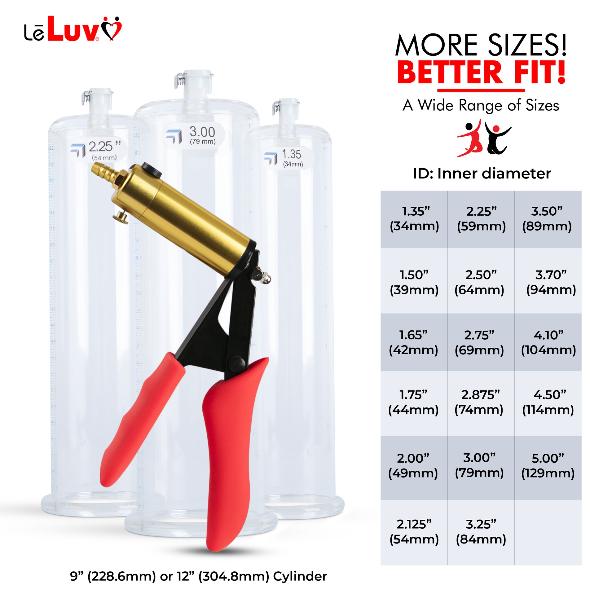 LeLuv® Ultima Penis Pump -  Ergonomic Silicone Grips and Clear Hose with Wide Flange Cylinders