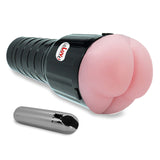 Male Masturbator Handheld Realistic BUNS Texture in Black Case with Rechargable Vibrating Bullet