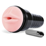 Male Masturbator Handheld Realistic LIPS Texture in Black Case with Rechargable Vibrating Bullet