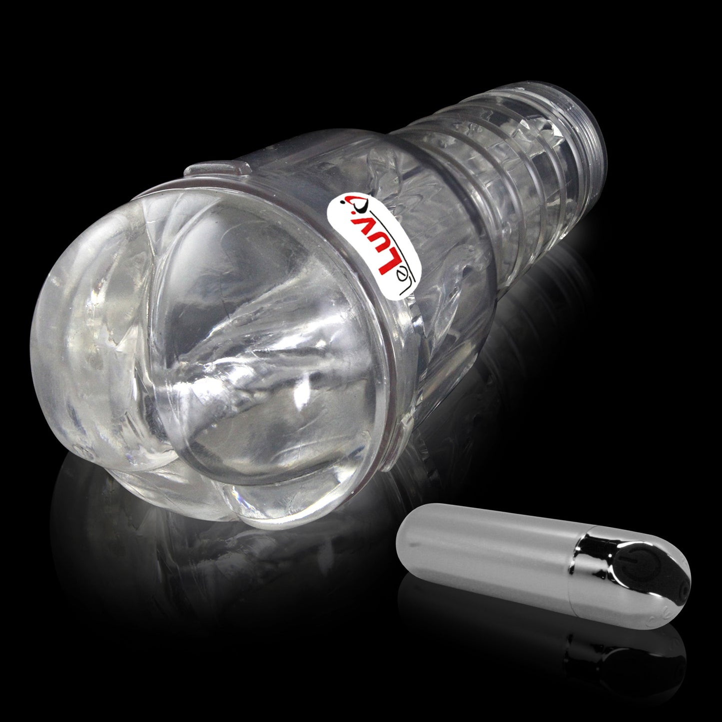 Male Masturbator Handheld Realistic BUNS Texture in Clear Case with Rechargable Vibrating Bullet