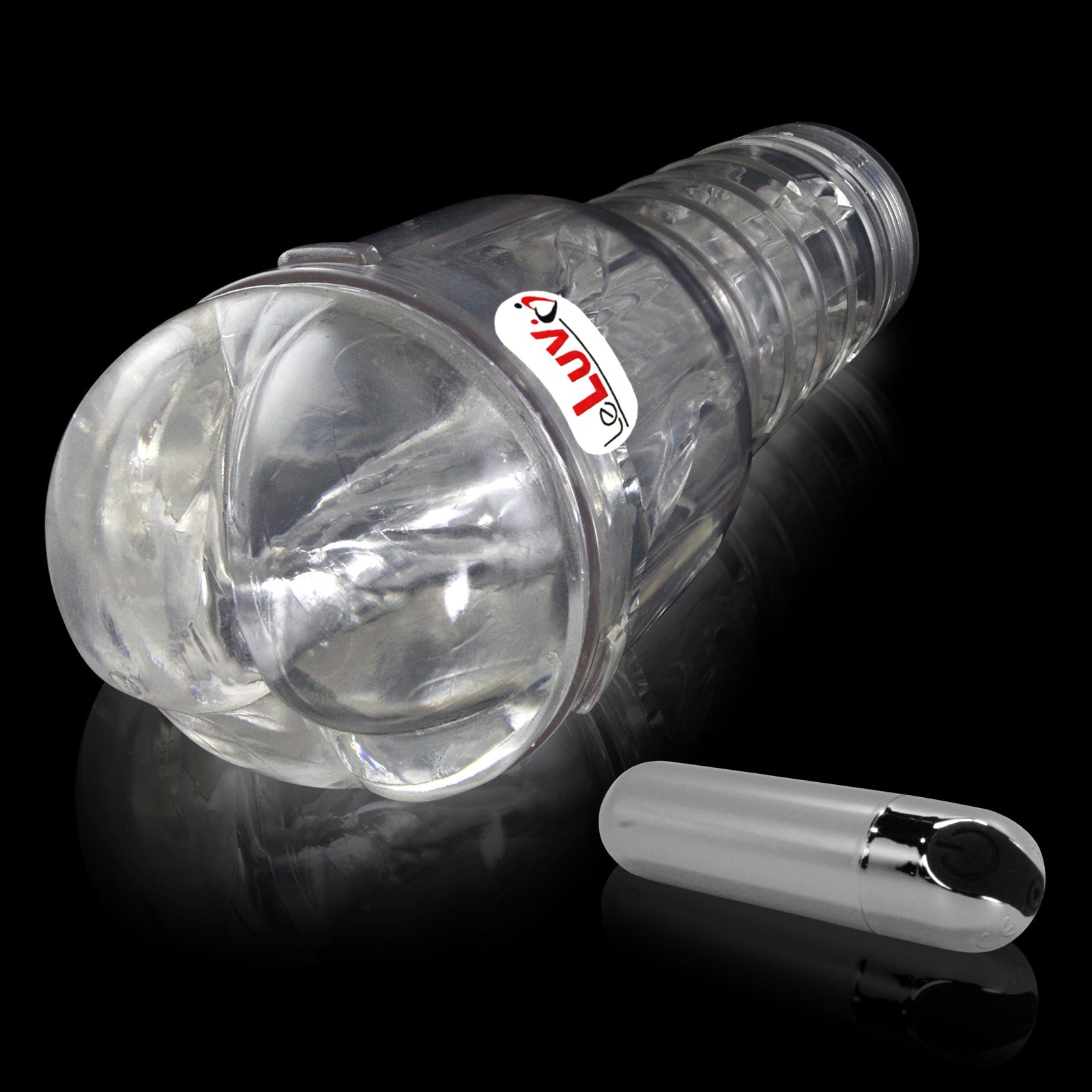 Male Masturbator Handheld Realistic BUNS Texture in Clear Case with Rechargable Vibrating Bullet