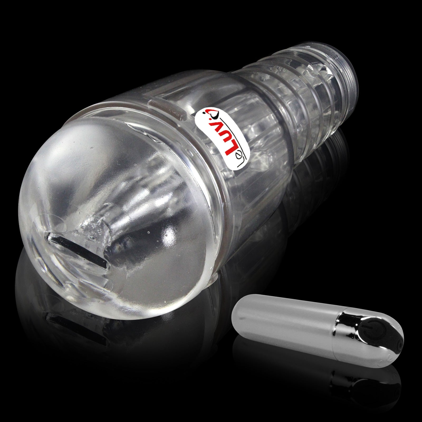 Male Masturbator Handheld Realistic STEALTH Texture in Clear Case with Rechargable Vibrating Bullet