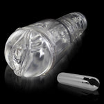 Male Masturbator Handheld Realistic VAGINA Texture in Clear Case with Rechargable Vibrating Bullet