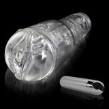 Male Masturbator Handheld Realistic VAGINA Texture in Clear Case with Rechargable Vibrating Bullet