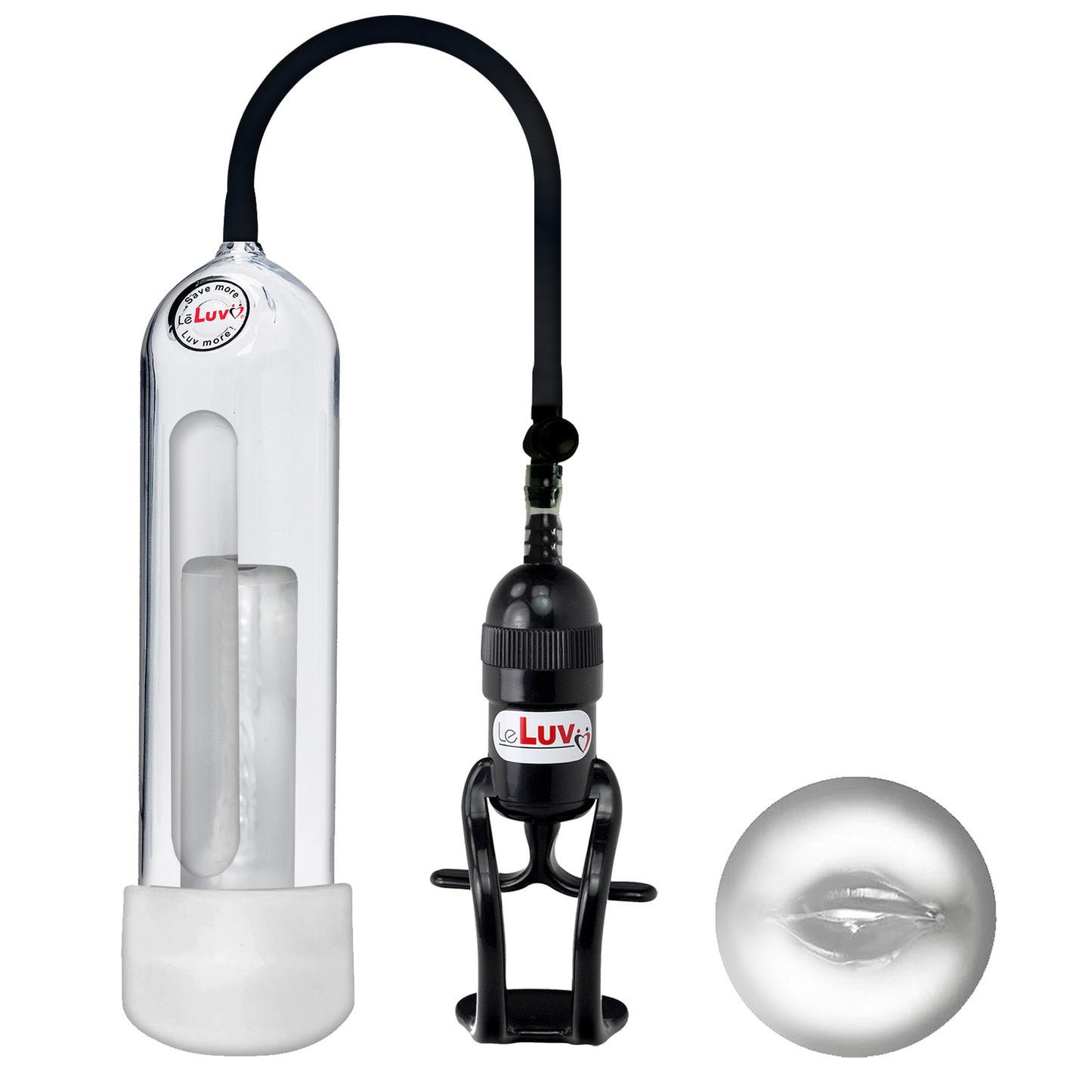 LeLuv EasyOp Penis Pump Kit - Z-Grip Handle, 2.25" x 9" Magic Cylinder with Silicone Hose and Magic Sleeve