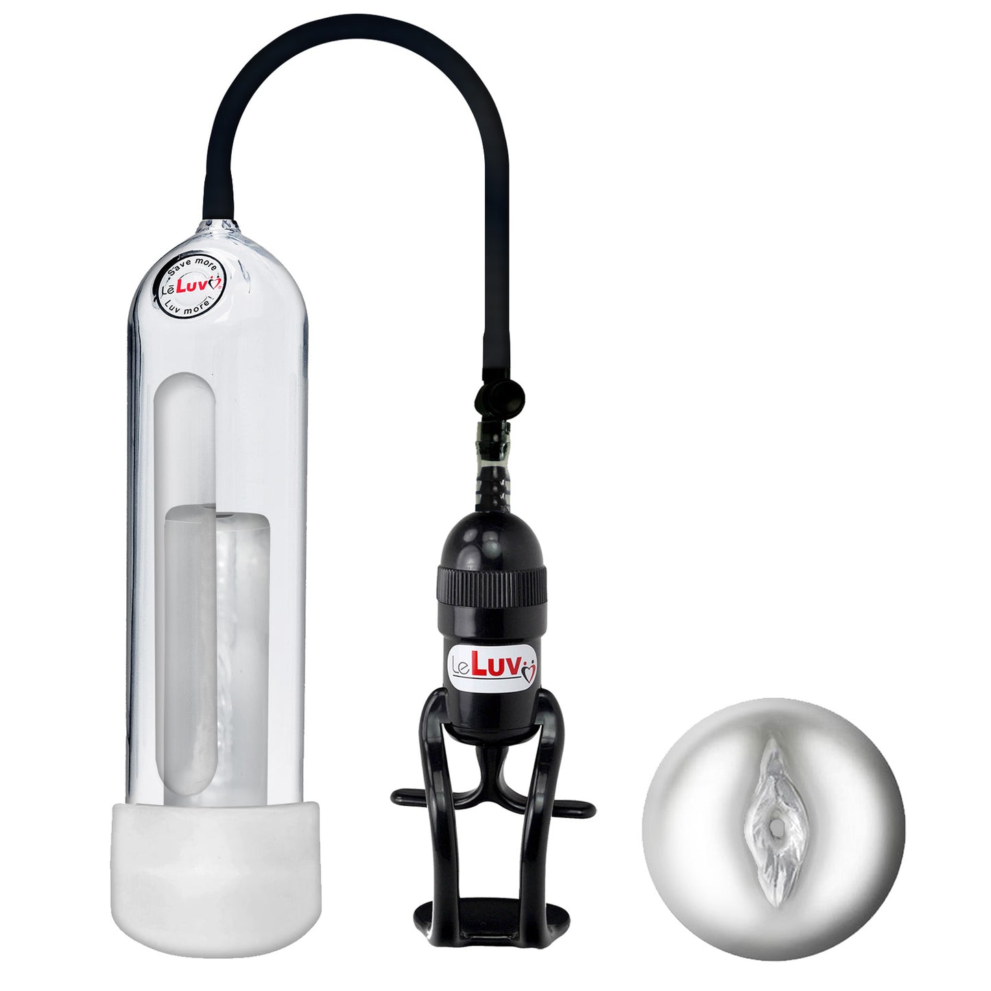 LeLuv EasyOp Penis Pump Kit - Z-Grip Handle, 2.25" x 9" Magic Cylinder with Silicone Hose and Magic Sleeve