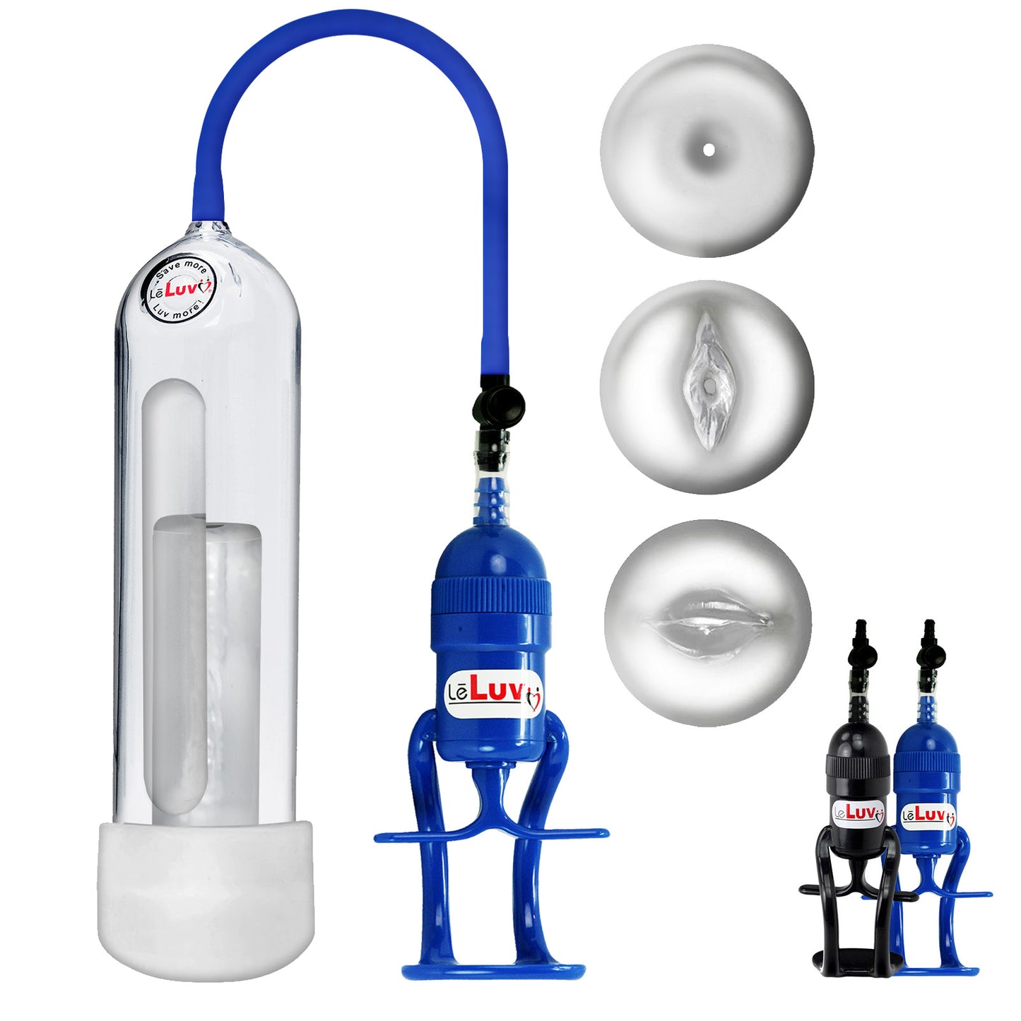 LeLuv EasyOp Penis Pump Kit - Z-Grip Handle, 2.25" x 9" Magic Cylinder with Silicone Hose and Magic Sleeve