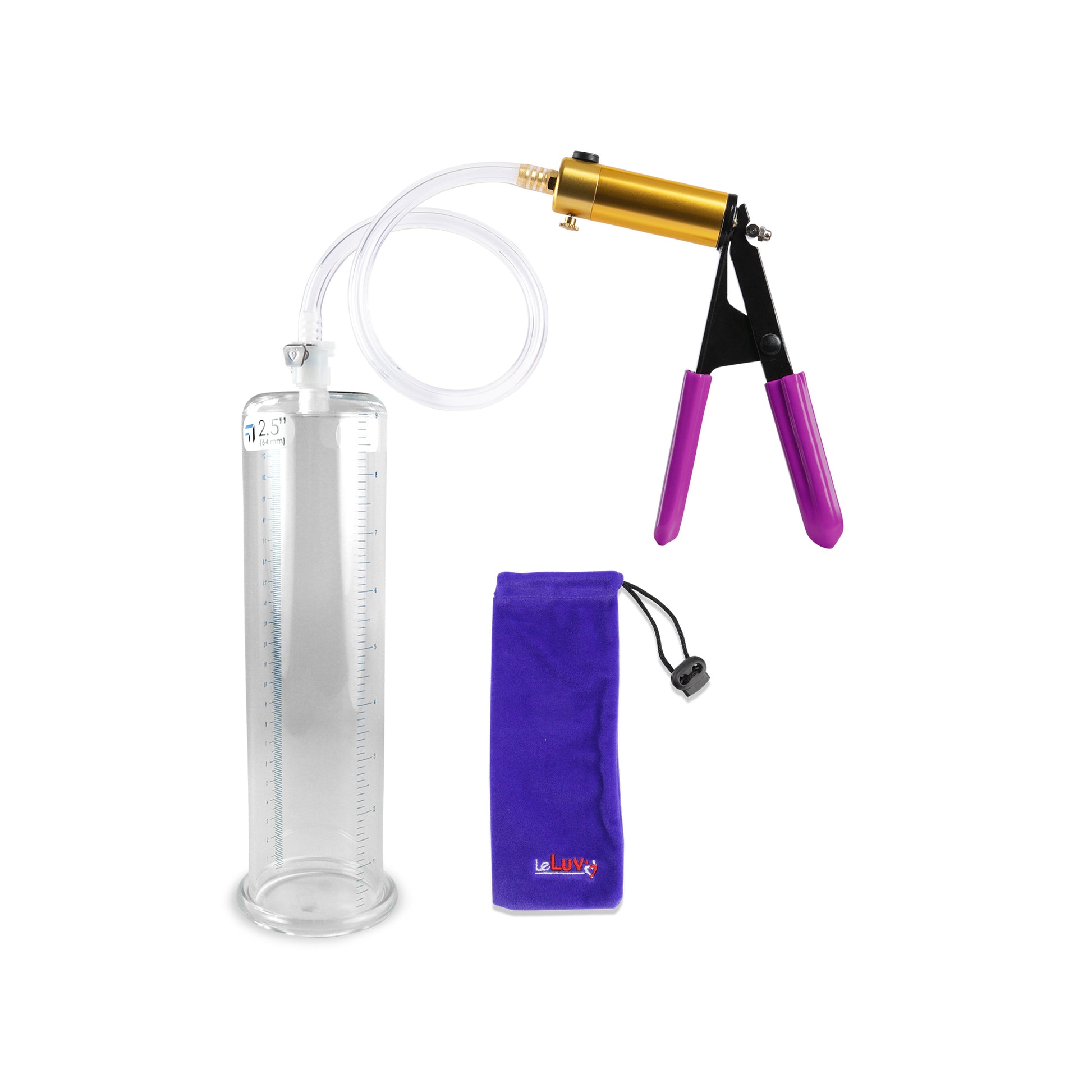 ULTIMA Purple Penis Pump Rubber Grips, Clear Hose 9" Length - 2.50" Cylinder Diameter