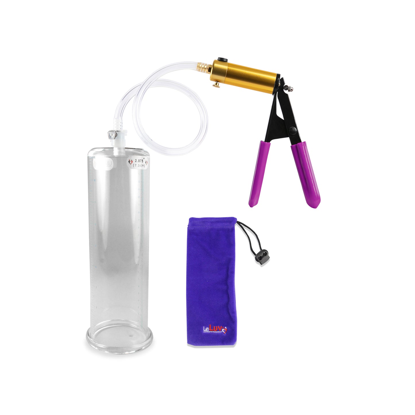 ULTIMA Purple Penis Pump Rubber Grips, Clear Hose 9" Length - 2.875" Cylinder Diameter