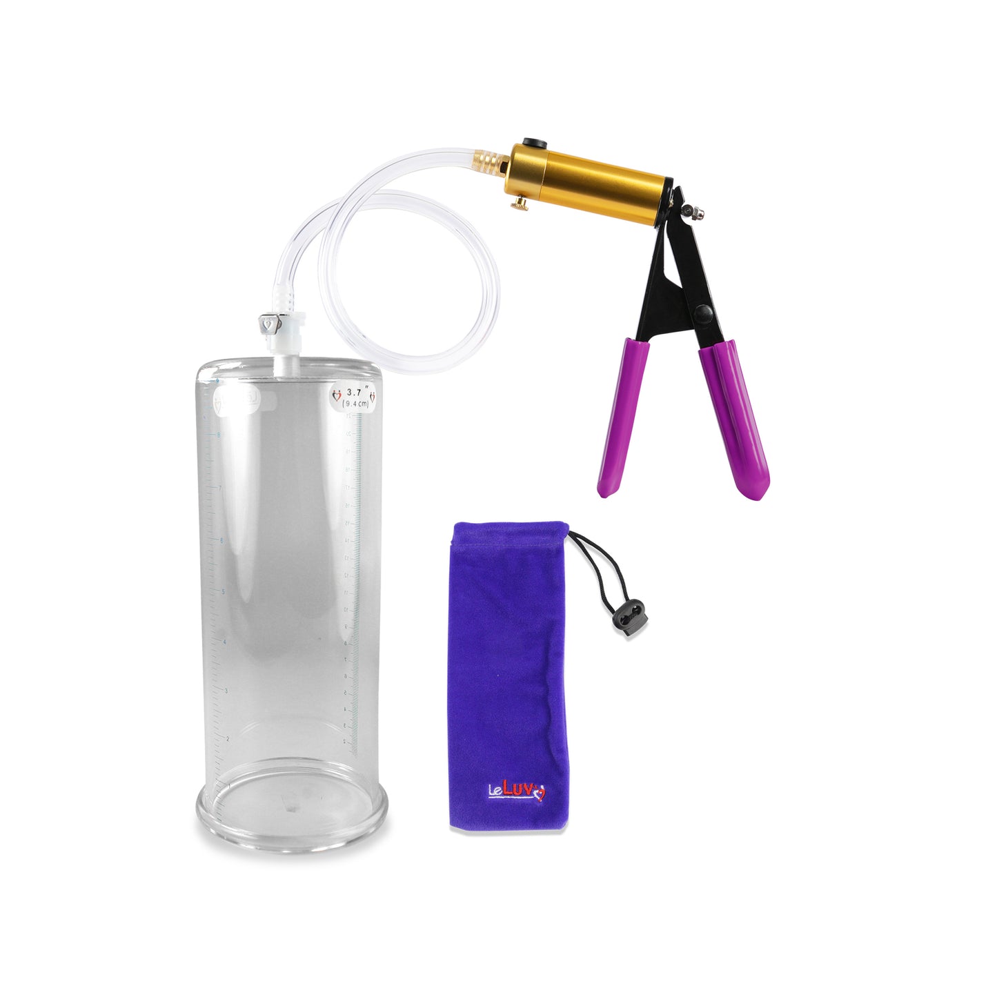 ULTIMA Purple Penis Pump Rubber Grips, Clear Hose 9" Length - 3.70" Cylinder Diameter