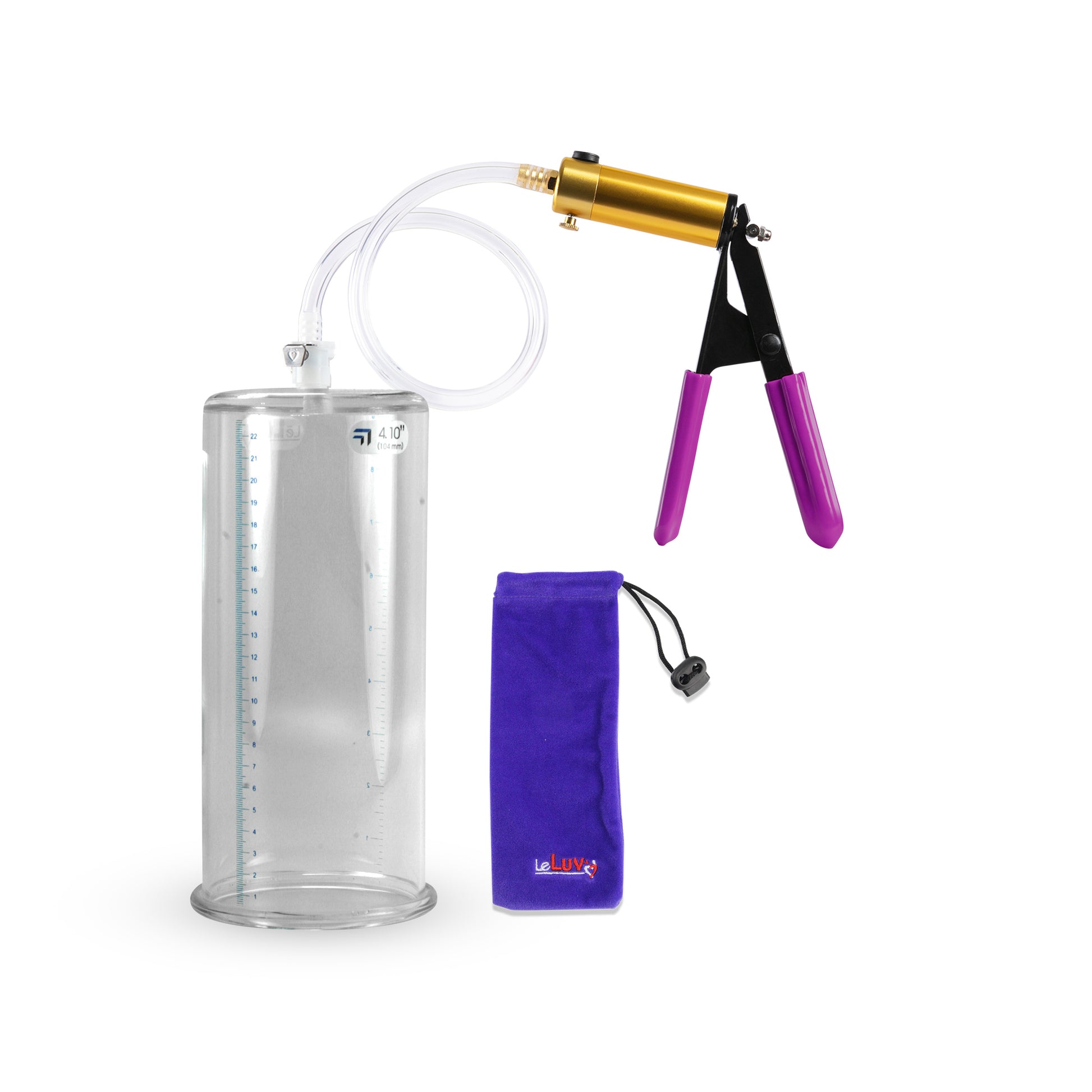 ULTIMA Purple Penis Pump Rubber Grips, Clear Hose 9" Length - 4.10" Cylinder Diameter
