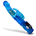 LeLuv NEW 8.75" Slim Bunny Rabbit Vibrator Showerproof Beads Vibe BLUE