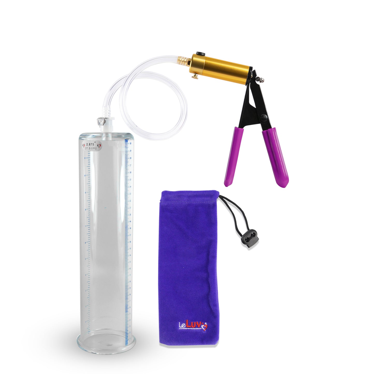ULTIMA Purple Penis Pump Rubber Grips, Clear Hose 12" Length - 2.875" Cylinder Diameter