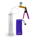 ULTIMA Purple Penis Pump Rubber Grips, Clear Hose with Gauge 12" x 2.25" Cylinder Diameter