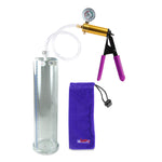 ULTIMA Purple Penis Pump Rubber Grips, Clear Hose with Gauge 12" x 3.00" Cylinder Diameter