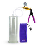 ULTIMA Purple Penis Pump Rubber Grips, Clear Hose with Gauge 12" x 4.10" Cylinder Diameter
