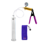 ULTIMA Purple Penis Pump Rubber Grips, Clear Hose with Gauge  1.35" Cylinder Diameter