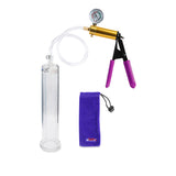 ULTIMA Purple Penis Pump Rubber Grips, Clear Hose with Gauge  1.65" Cylinder Diameter