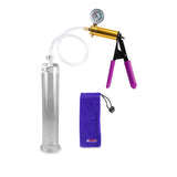 ULTIMA Purple Penis Pump Rubber Grips, Clear Hose with Gauge  1.75" Cylinder Diameter