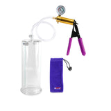 ULTIMA Purple Penis Pump Rubber Grips, Clear Hose with Gauge  3.25" Cylinder Diameter