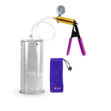 ULTIMA Purple Penis Pump Rubber Grips, Clear Hose with Gauge  4.10" Cylinder Diameter