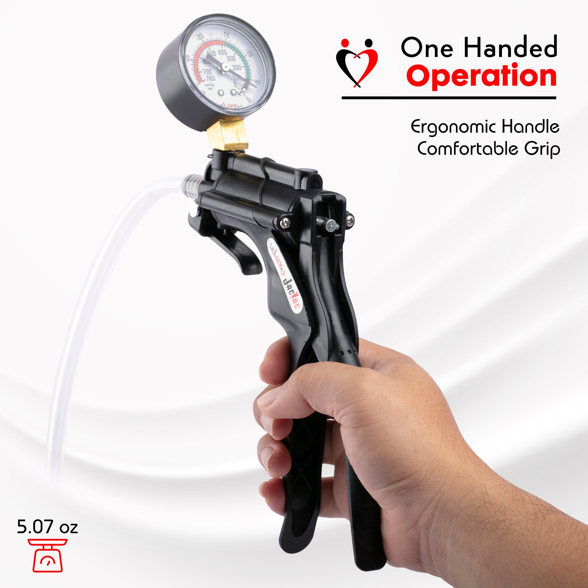 LeLuv JacVac Penis Pump - Swivel Handle + Gauge - 9" Thick Wall, No Flange Cylinder