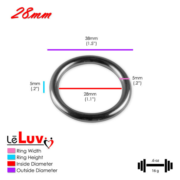 Stainless Steel Glans/Penis Rings | LeLuv® 5mm-6mm Round Gauge | 22mm-64mm Inner Diameter