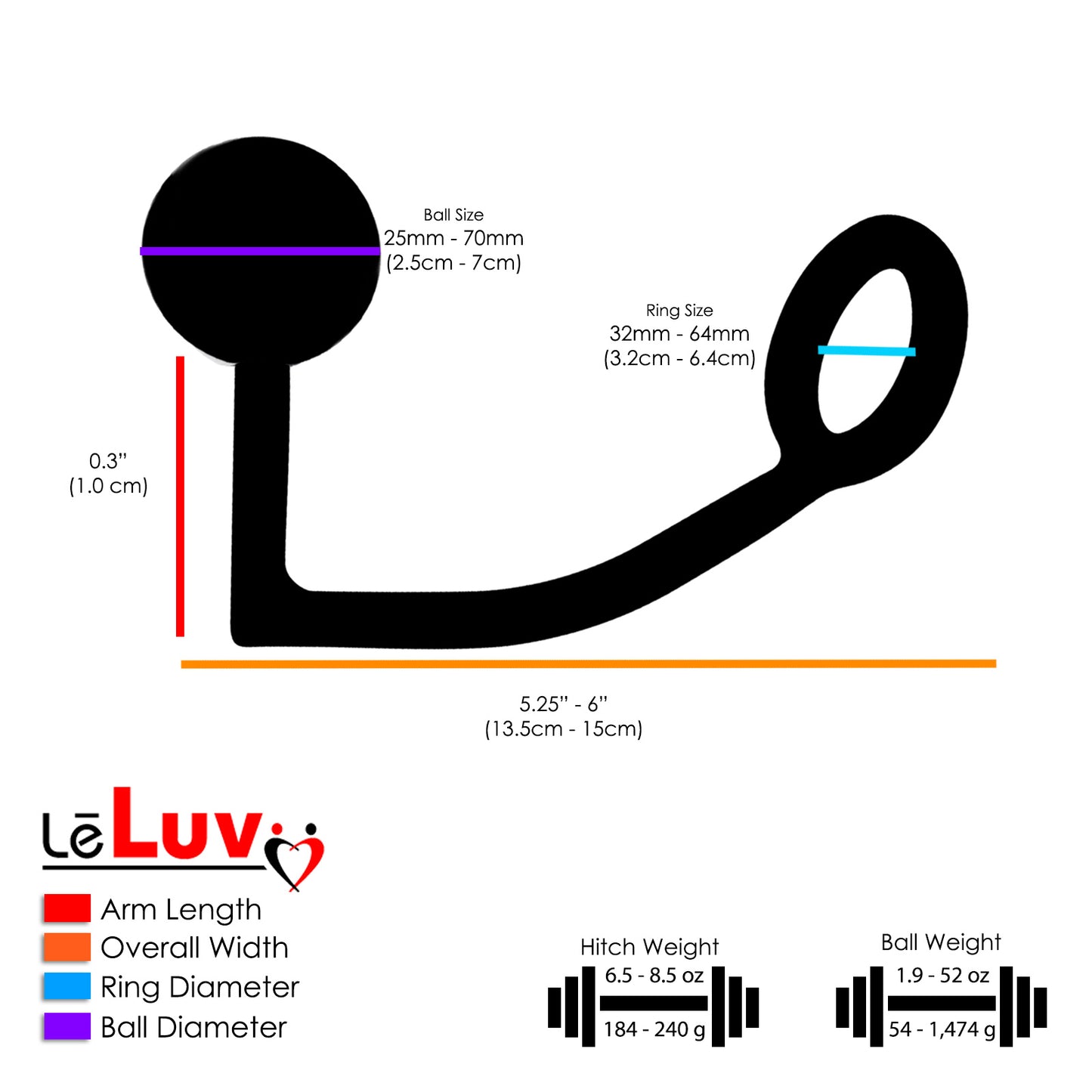 LeLuv® Eyro Anal Hook with Cock Ring and Ball | Stainless Steel Prostate Massager