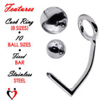 LeLuv® Eyro Anal Hook with Cock Ring and Ball | Stainless Steel Prostate Massager