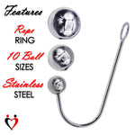 LeLuv Eyro Stainless Steel Anal Hook with Rope Ring and Ball