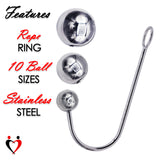 LeLuv Eyro Stainless Steel Anal Hook with Rope Ring and Ball