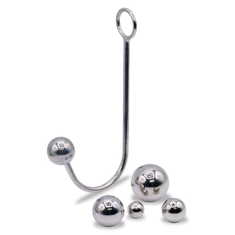 LeLuv Eyro Stainless Steel Anal Hook with Rope Ring and Ball