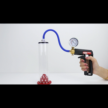 LeLuv Maxi Penis Pump | Black/Grey Handle, Silicone Hose, No Gauge | Round Flange Cylinder