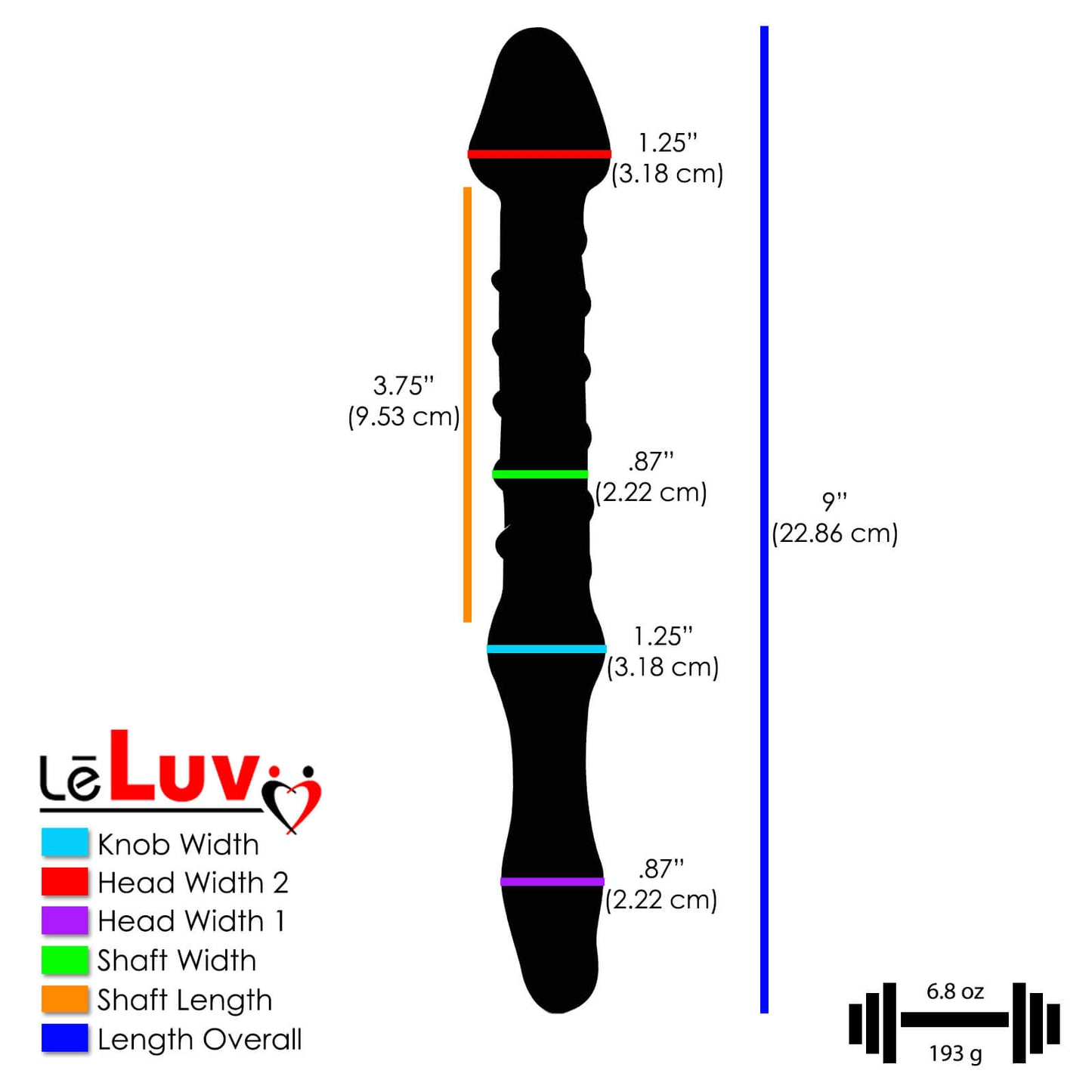 LeLuv Glass 8.5 Inch Double-ended Swirled Slim Shaft Pointed Tips Dildo