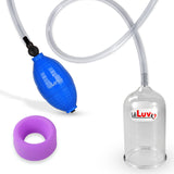 EasyOp Penis Head Pump | Blue BGrip Handle/Clear Hose & Glans Cylinder + Silicone sleeve Large (Purple)