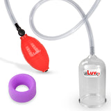 EasyOp Penis Head Pump | Red BGrip Handle/Clear Hose & Glans Cylinder + Silicone sleeve Large (Purple)
