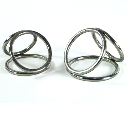 Leluv Triple Loop Cock & Ball Rings Stainless Steel CBT Bondage