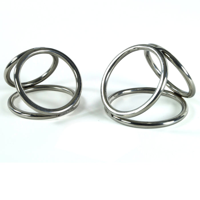 Leluv Triple Loop Cock & Ball Rings Stainless Steel CBT Bondage