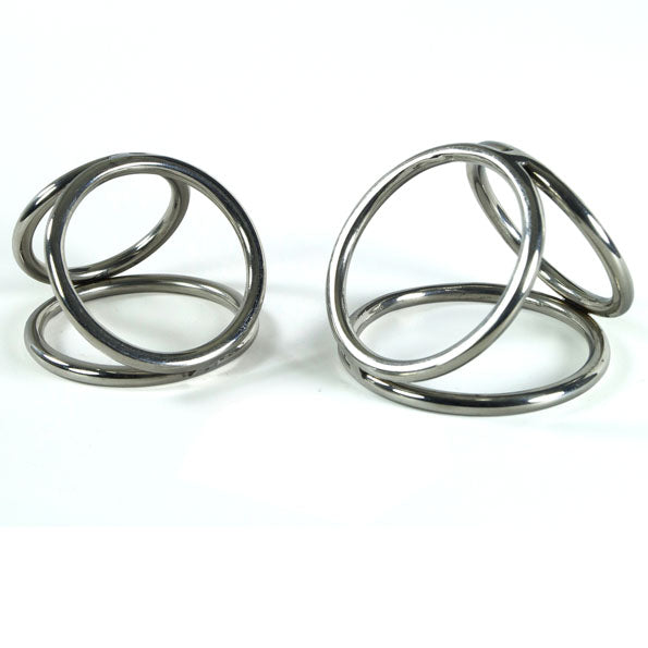 Leluv Triple Loop Cock & Ball Rings Stainless Steel CBT Bondage