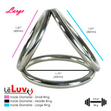 Leluv Triple Loop Cock & Ball Rings Stainless Steel CBT Bondage