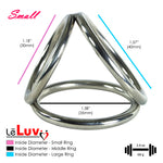 Leluv Triple Loop Cock & Ball Rings Stainless Steel CBT Bondage