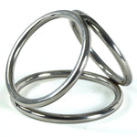 Leluv Triple Loop Cock & Ball Rings Stainless Steel CBT Bondage